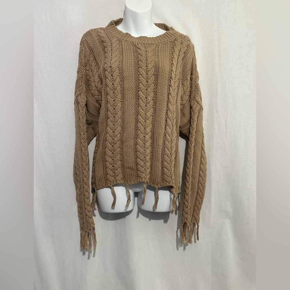 Hayden Women’s Camel Chunky Knit Sweater | Size Large